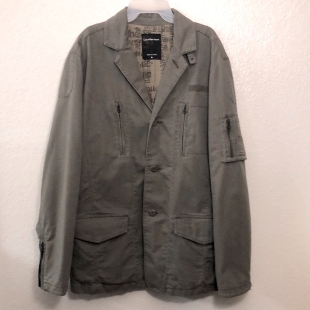 CALVIN KLEIN JEANS Embroidered Utility Jacket Blazer, Sz. XL/NWOT
